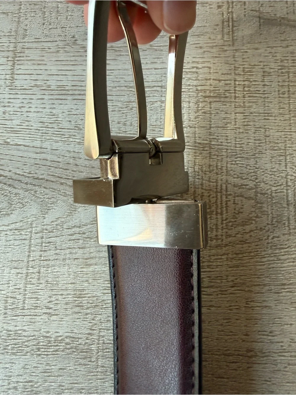 Genuine Leather Men's Double-Sided Black/Burgundy Belt